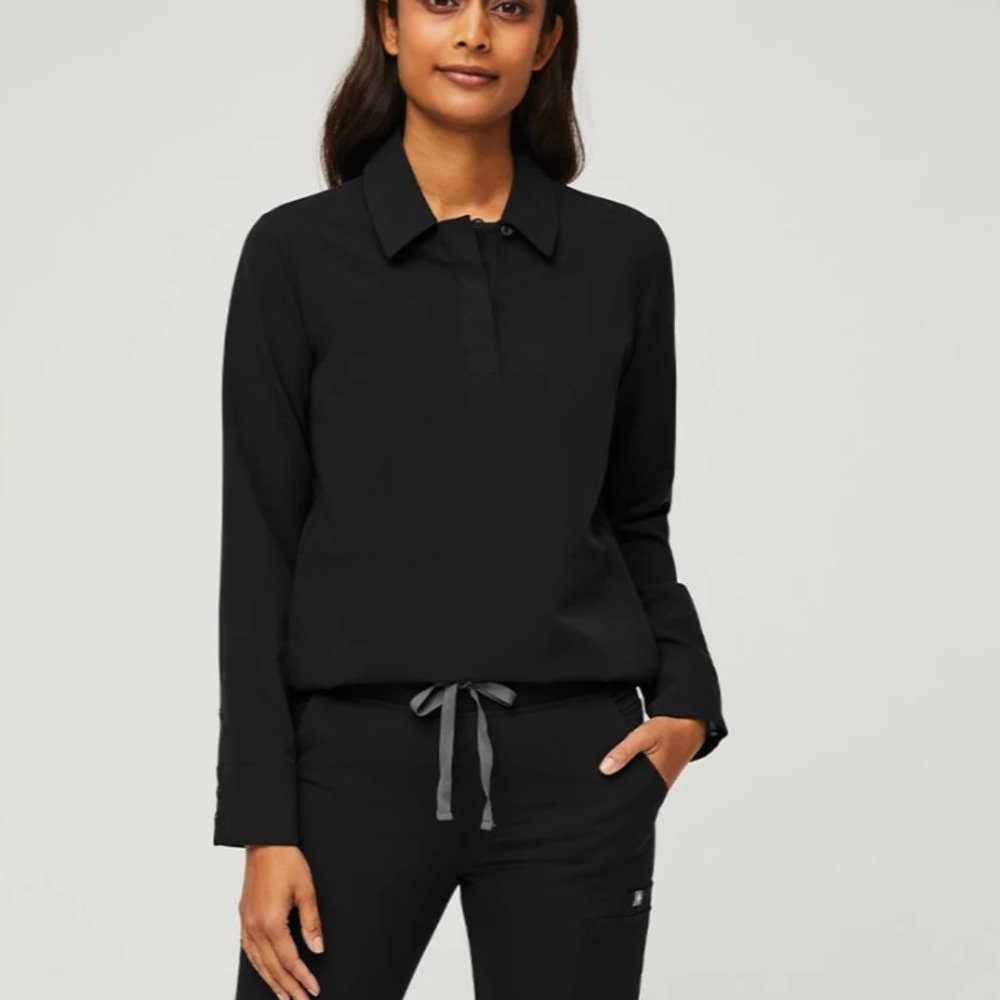 Figs Women's Nala Longsleeve Scrubpolo Black Small